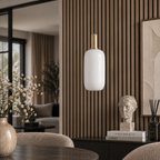 Melkglazen LED Hanglamp Zwart / Goud