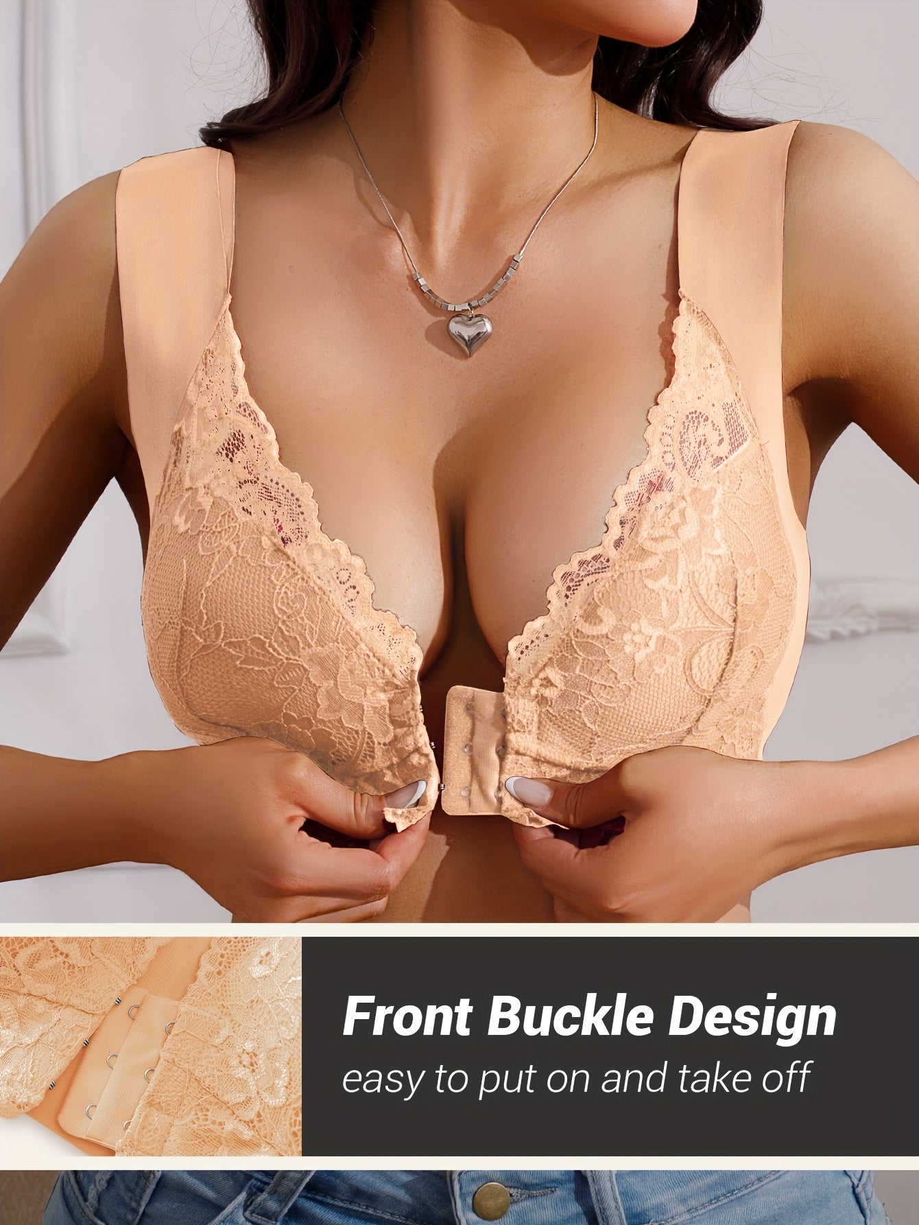 Stijlvolle Lace Front Bh met Goede Ondersteuning