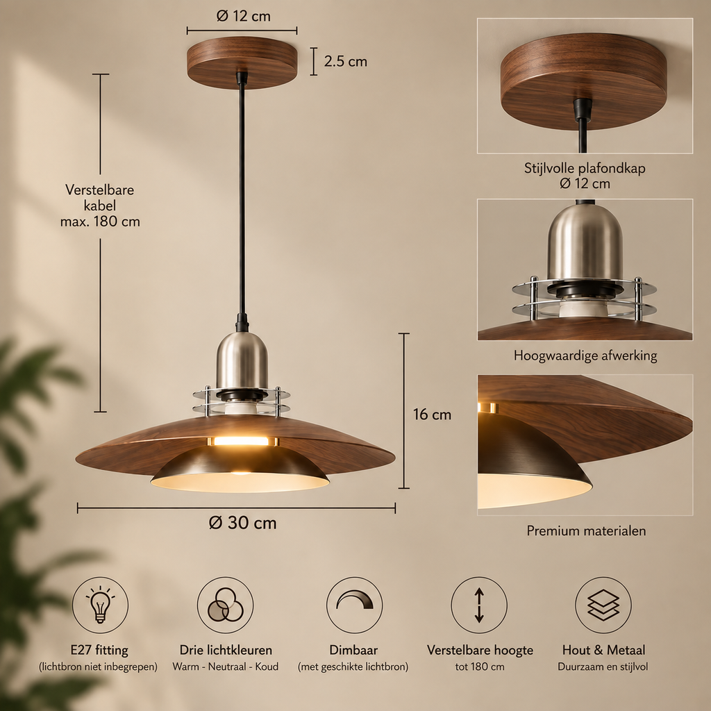 UFO-hanglamp van ijzer met driekleurige dimfunctie