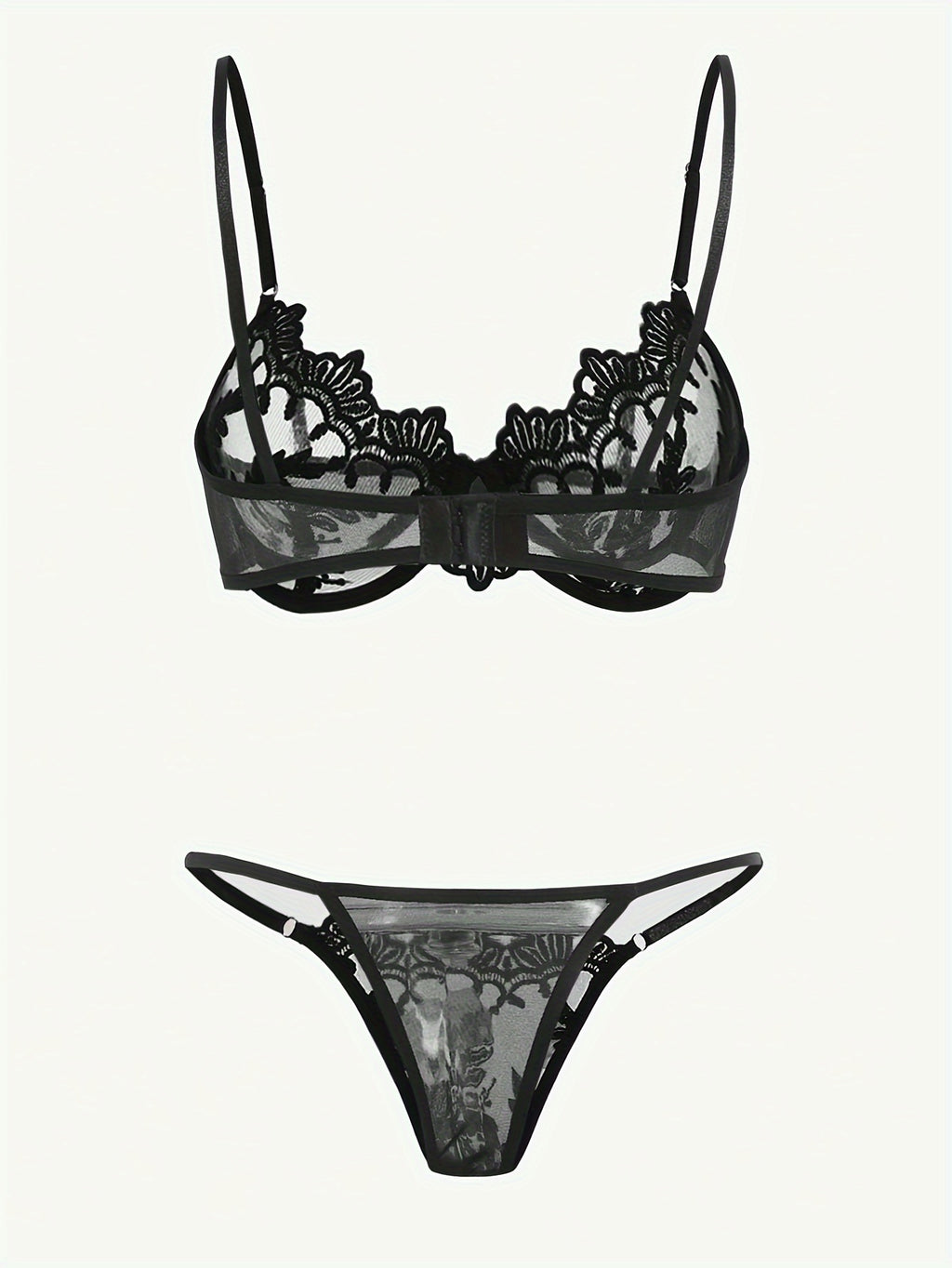 Bloemenborduursel BH & Slip Set – Semi-doorschijnende Mesh Lingerie voor Vrouwen