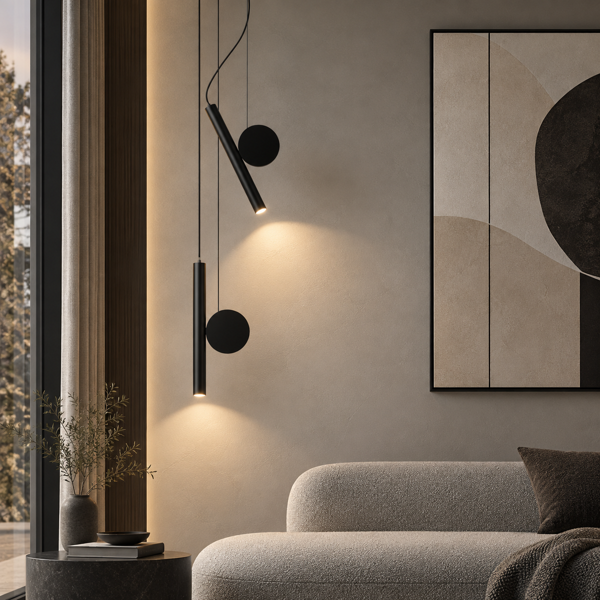 Moderne LED Hanglamp met Verstelbaar Snoer – Zwart Aluminium