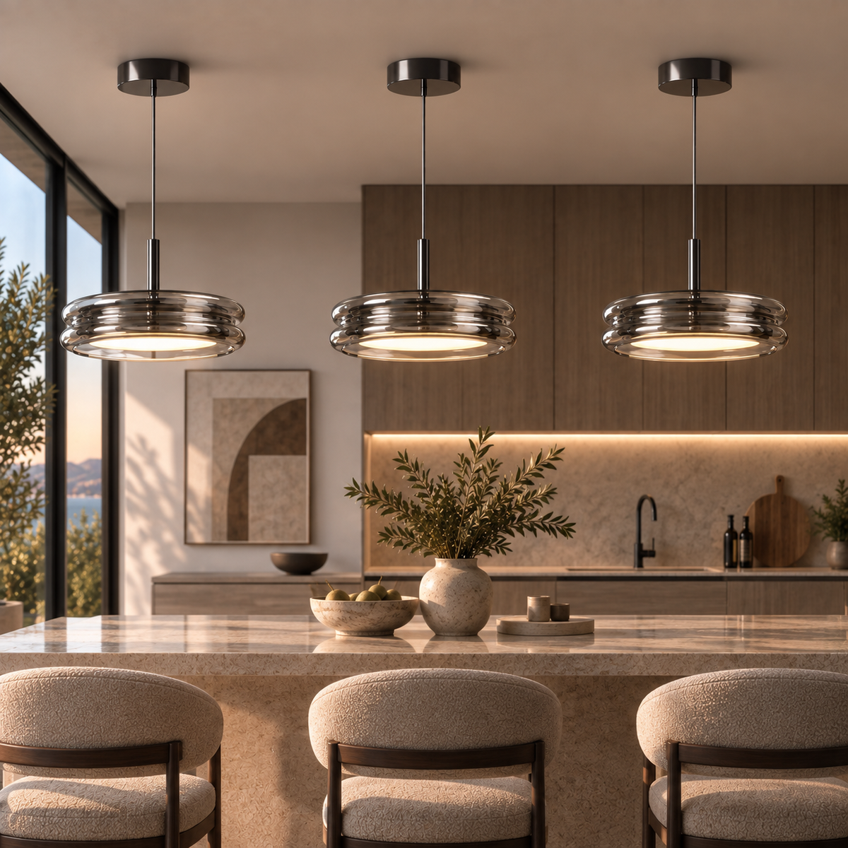 Glazen LED Hanglamp met Rookglas