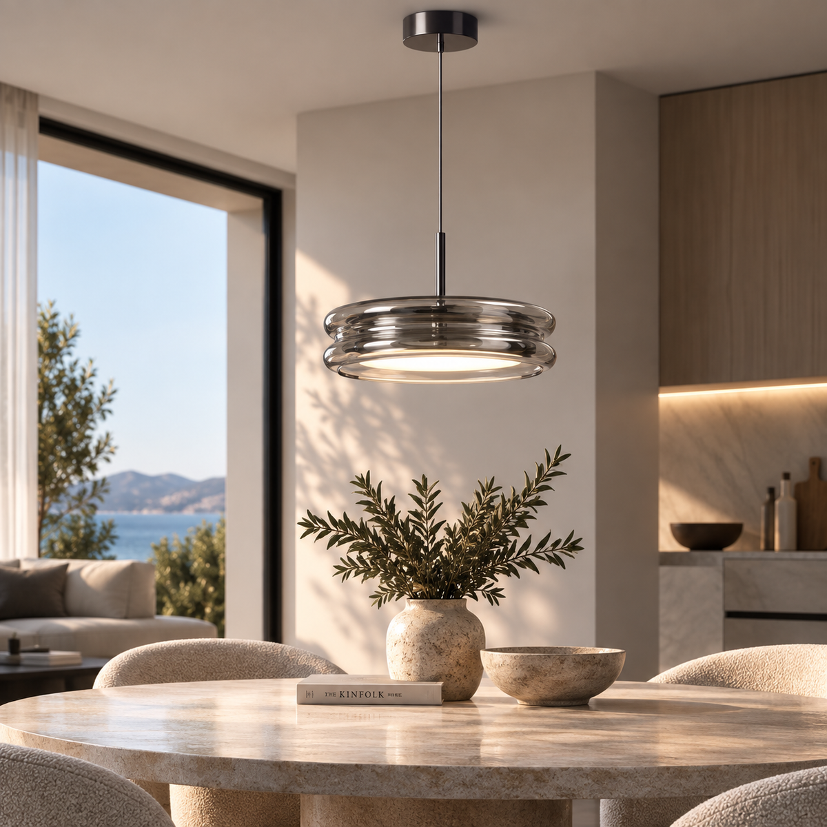 Glazen LED Hanglamp met Rookglas