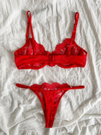 Bloemenborduursel BH & Slip Set – Semi-doorschijnende Mesh Lingerie voor Vrouwen