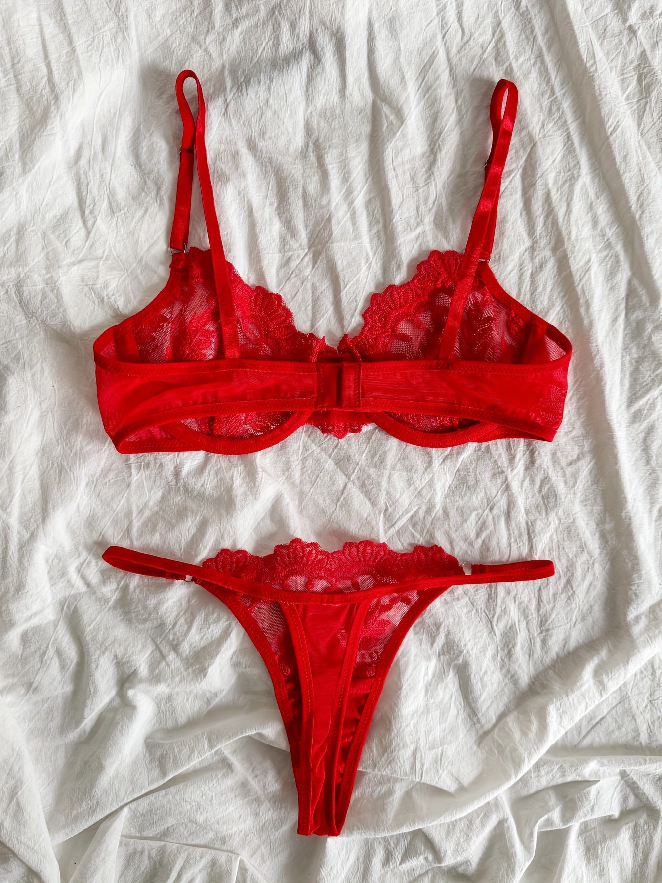 Bloemenborduursel BH & Slip Set – Semi-doorschijnende Mesh Lingerie voor Vrouwen