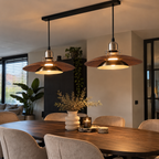 UFO-hanglamp van ijzer met driekleurige dimfunctie