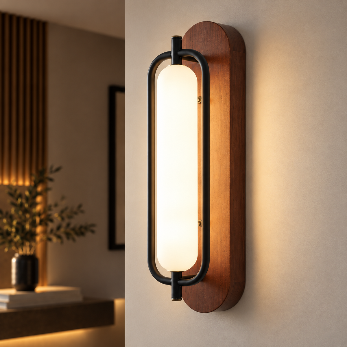 Houten wandlamp met acryl kap – 18W LED