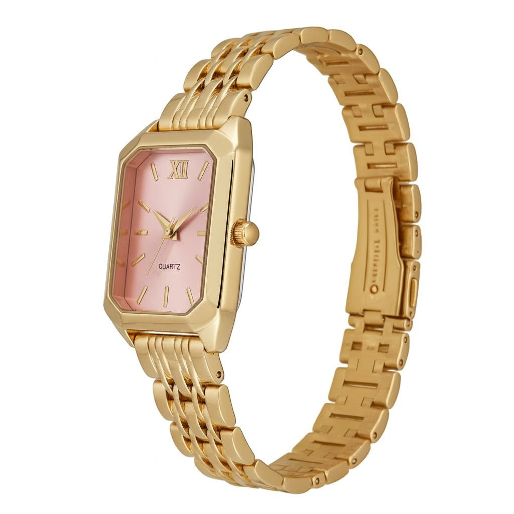 Barlèdome Dames Horloge Goudkleurig - Rechthoekig Quartz Polshorloge 5944