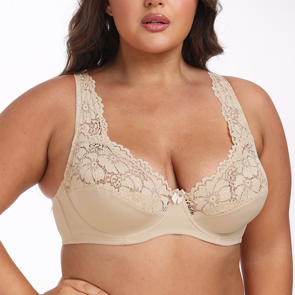 Sexy Plus Size Bh – Kant & Bloemen, Ongevoerd met Beugel