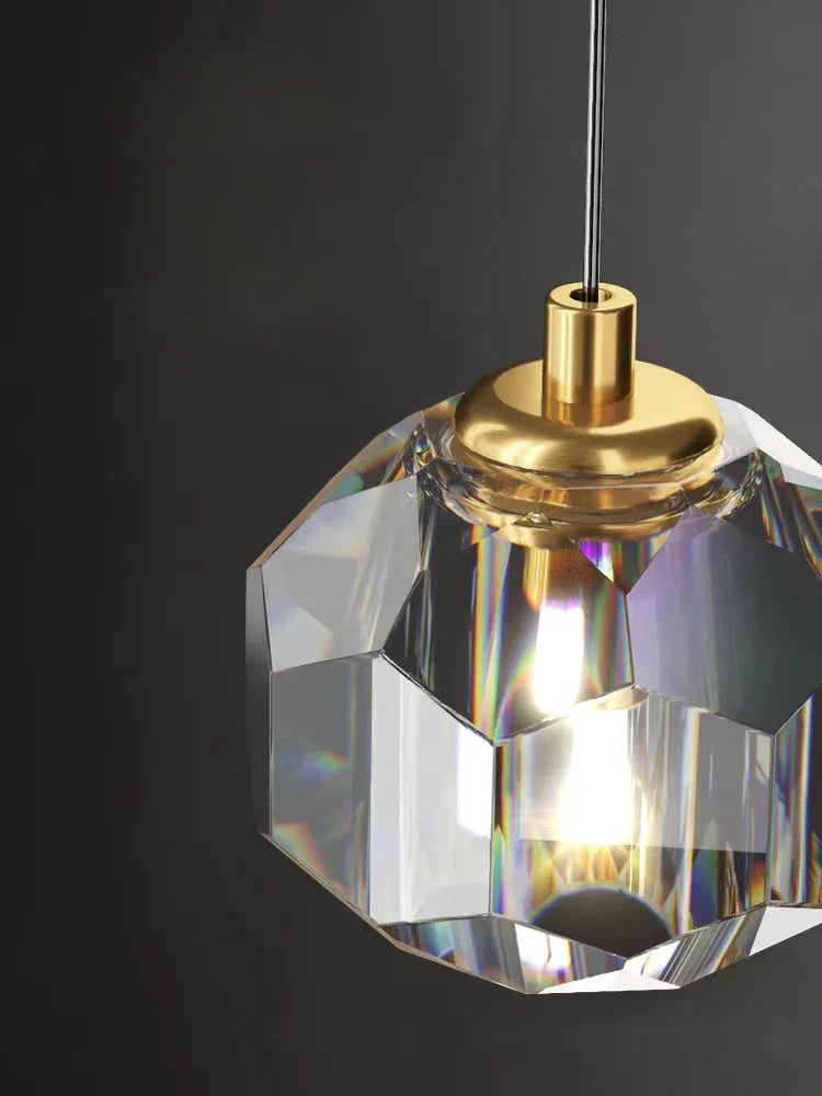 Arc Arm Crystal Pendant Light – Black & Gold