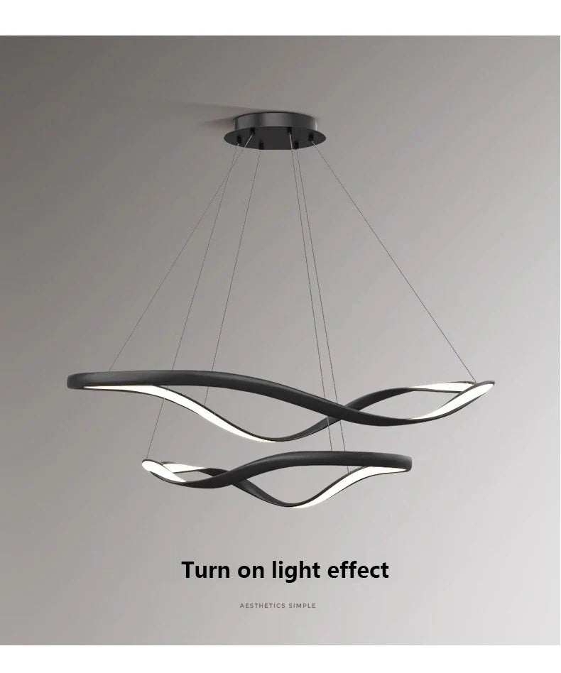 Modern Wavy Ring LED Pendant Light - Circular Designer Chandelier