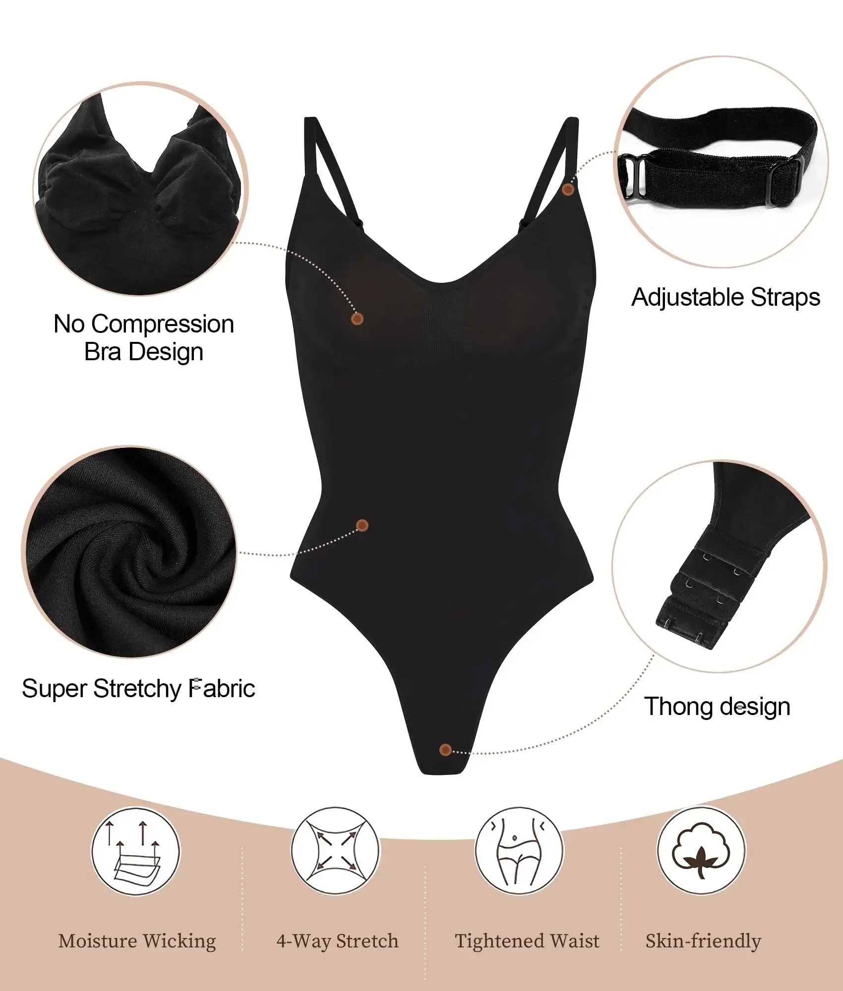 Strap Bodysuits Compression Body Suits