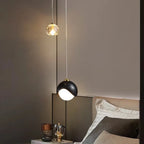 Arc Arm Crystal Pendant Light – Black & Gold