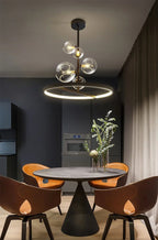 NOSTAGA Glass Circle Pendant Light – LED Chandelier (horizontal)