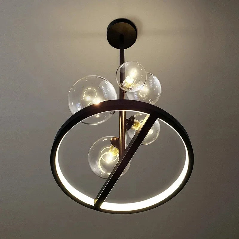 NOSTAGA Glass Circle Pendant Light – LED Chandelier (horizontal)