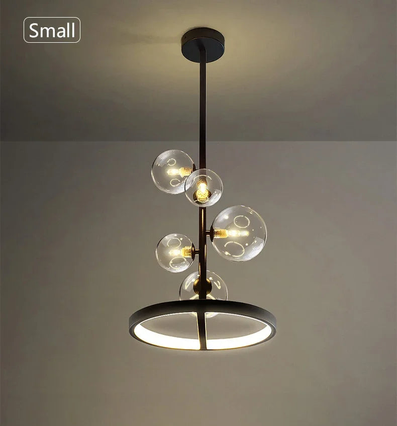 NOSTAGA Glass Circle Pendant Light – LED Chandelier (horizontal)