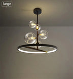 NOSTAGA Glass Circle Pendant Light – LED Chandelier (horizontal)