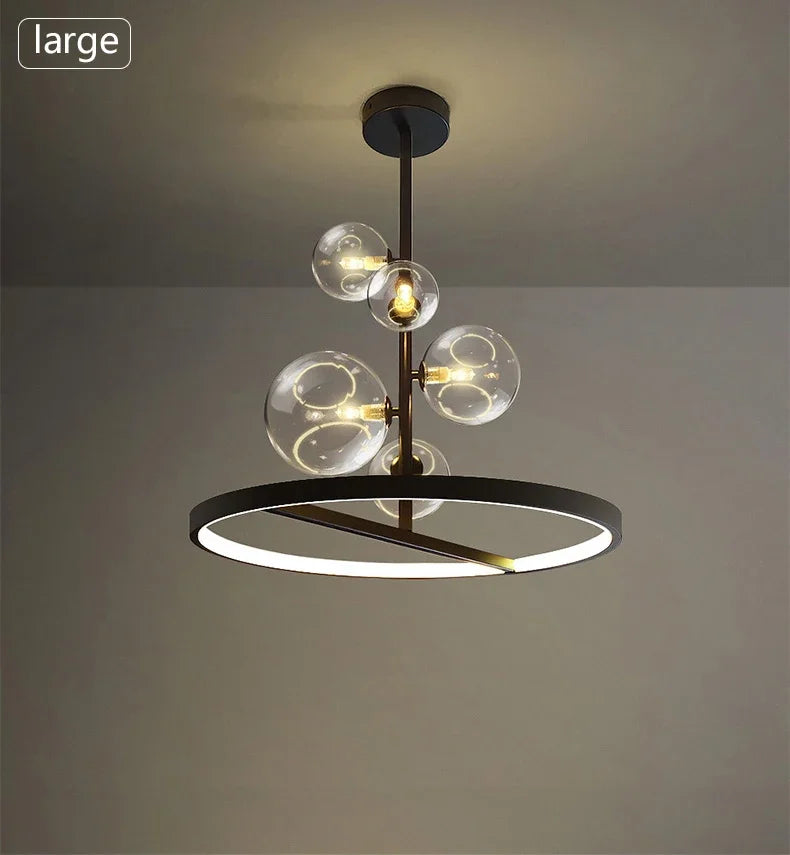 NOSTAGA Glass Circle Pendant Light – LED Chandelier (horizontal)