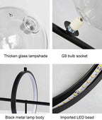 NOSTAGA Glass Circle Pendant Light – LED Chandelier (horizontal)