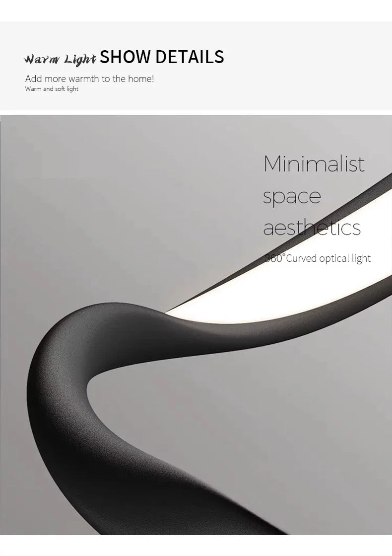 Modern Wavy Ring LED Pendant Light - Circular Designer Chandelier