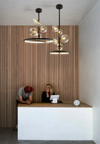 NOSTAGA Glass Circle Pendant Light – LED Chandelier (horizontal)