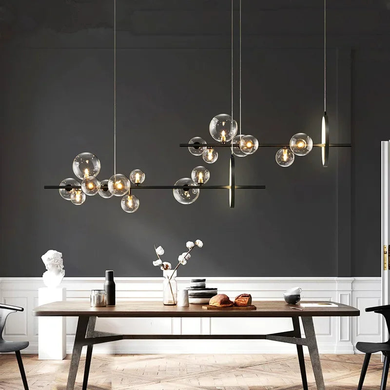 NOSTAGA Glass Circle Pendant Light – LED Chandelier (horizontal)