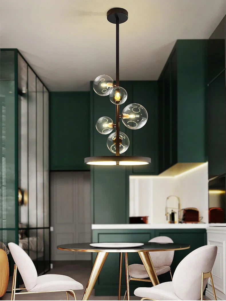 NOSTAGA Glass Circle Pendant Light – LED Chandelier (horizontal)