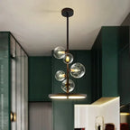 NOSTAGA Glass Circle Pendant Light – LED Chandelier (horizontal)