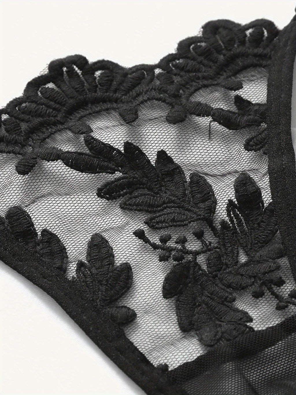 Bloemenborduursel BH & Slip Set – Semi-doorschijnende Mesh Lingerie voor Vrouwen