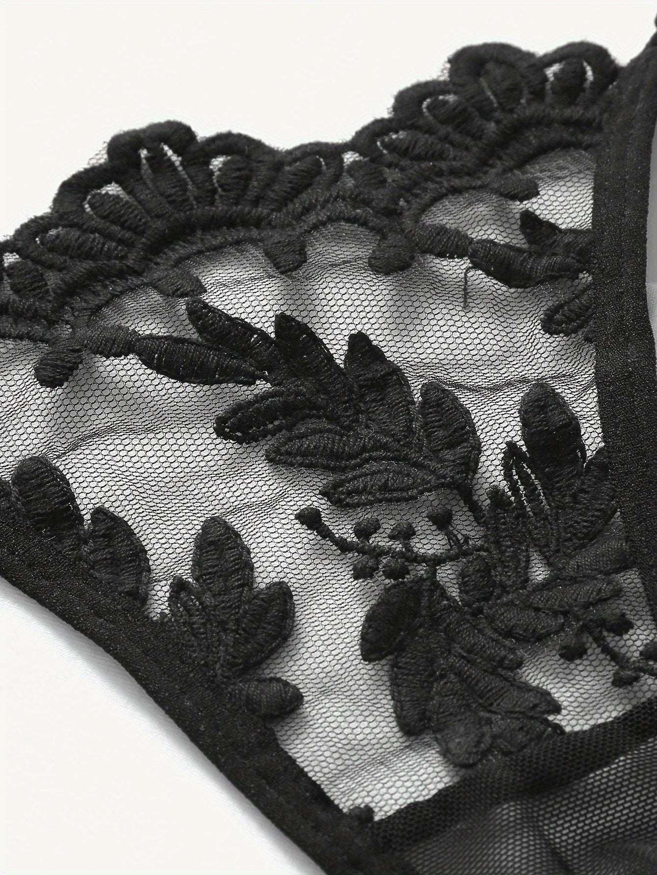 Bloemenborduursel BH & Slip Set – Semi-doorschijnende Mesh Lingerie voor Vrouwen