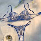 Vrouwelijke Lingerieset met Bloemenprint en Kant – Semi-doorschijnend
