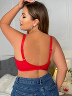 Plus-size comfortbeha — contrastkant met bloemen, medium stretch