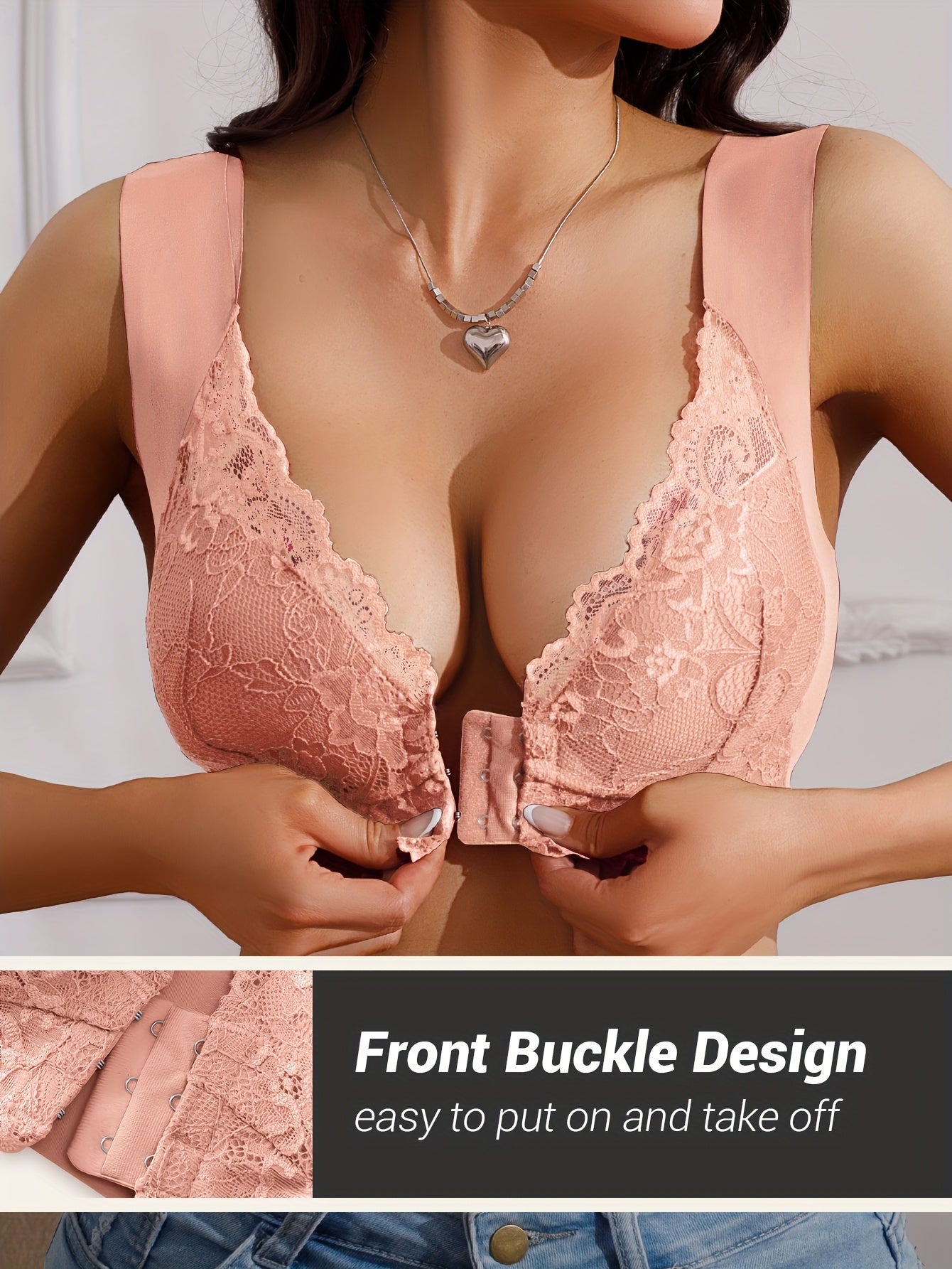 Stijlvolle Lace Front Bh met Goede Ondersteuning