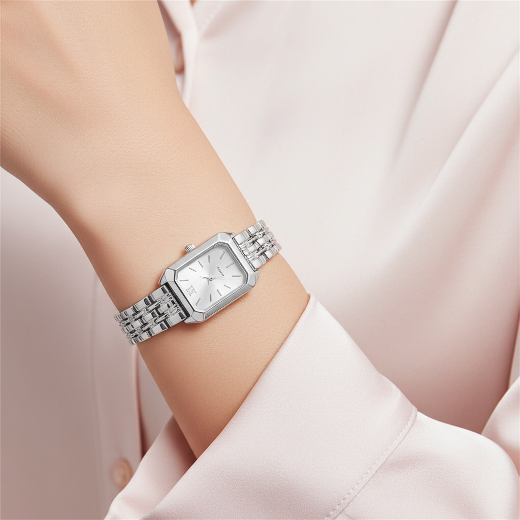 Barlèdome Dames Horloge Zilverkleurig - Rechthoekig Quartz Polshorloge 8674z