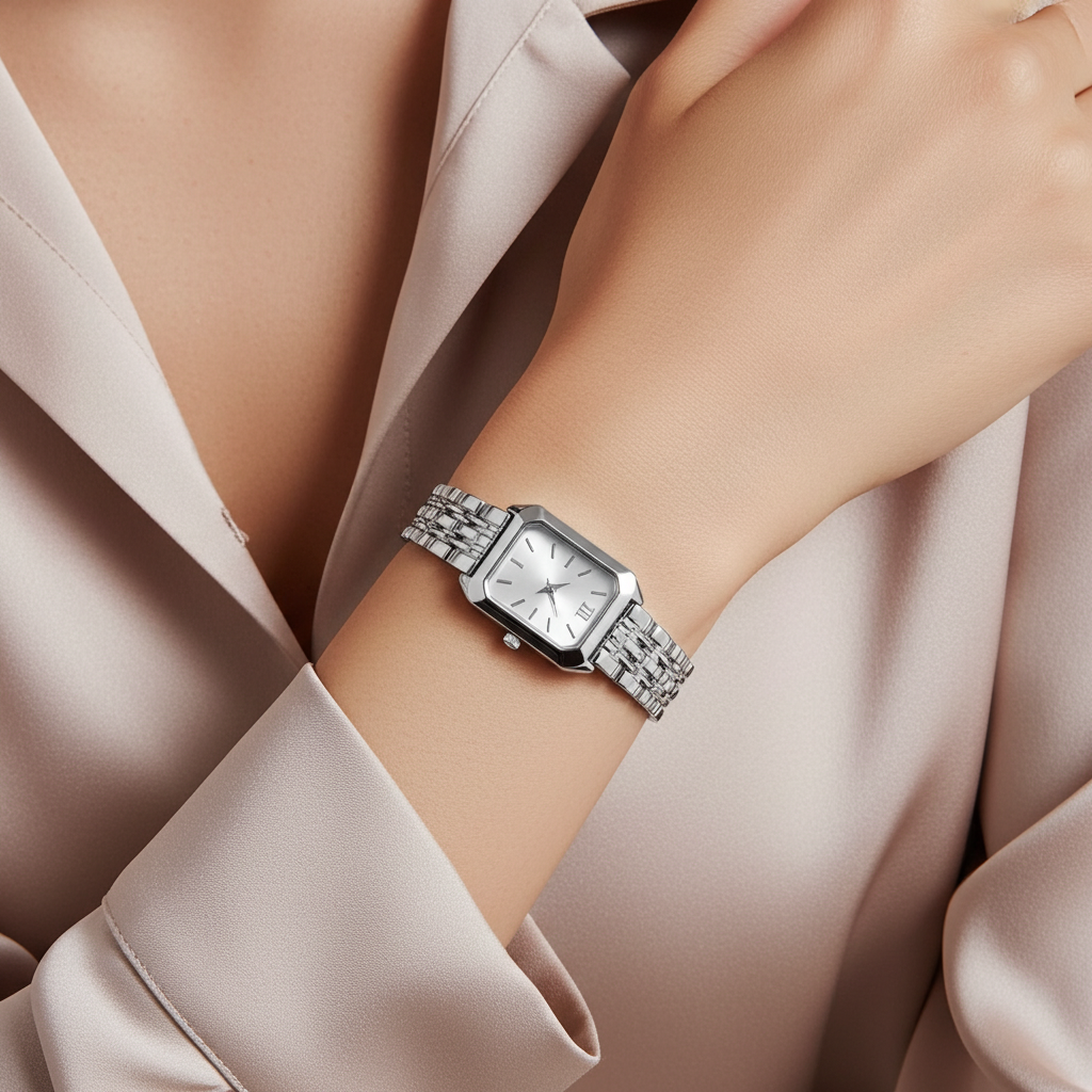 Barlèdome Dames Horloge Zilverkleurig - Rechthoekig Quartz Polshorloge 8674z