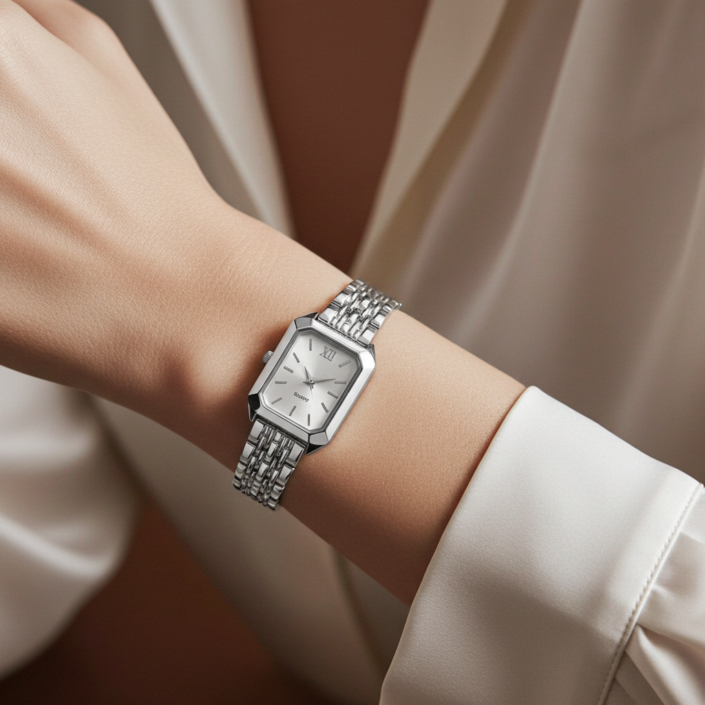 Barlèdome Dames Horloge Zilverkleurig - Rechthoekig Quartz Polshorloge 8674z