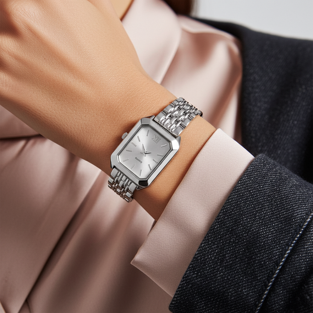 Barlèdome Dames Horloge Zilverkleurig - Rechthoekig Quartz Polshorloge 8674z