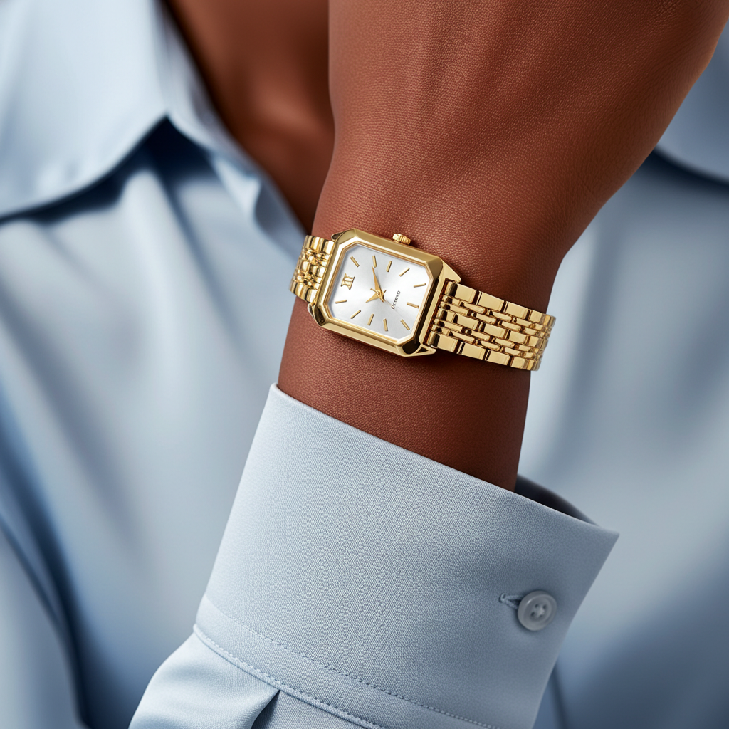 Barlèdome Dames Horloge Goudkleurig - Rechthoekig Quartz Polshorloge 5979