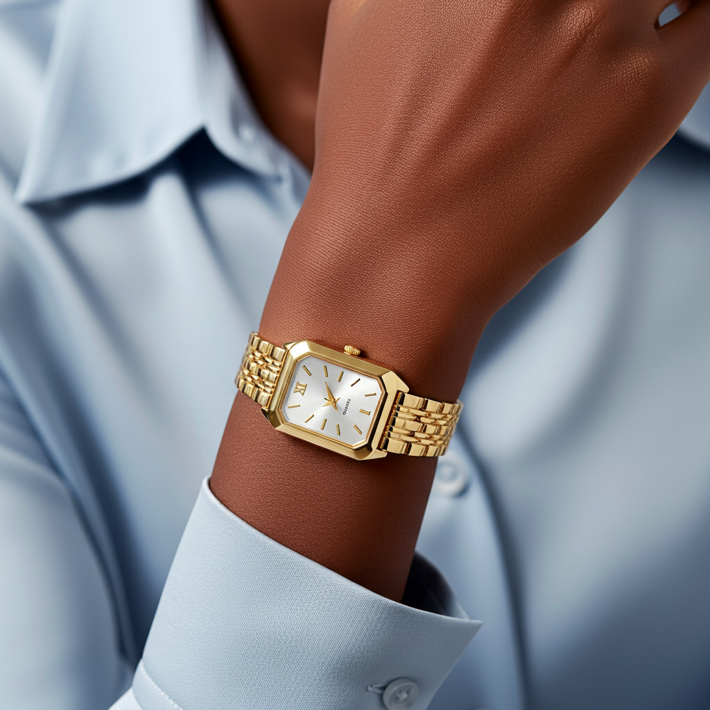 Barlèdome Dames Horloge Goudkleurig - Rechthoekig Quartz Polshorloge 5979