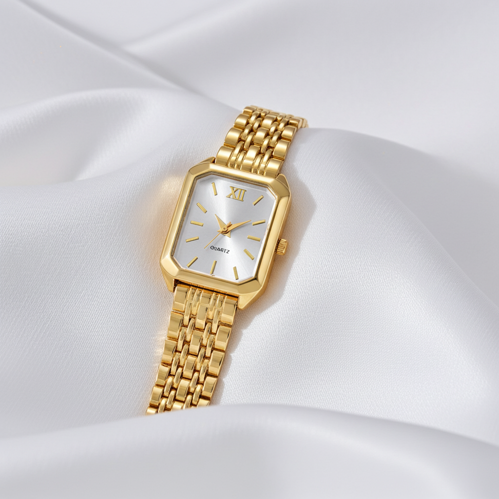 Barlèdome Dames Horloge Goudkleurig - Rechthoekig Quartz Polshorloge 5979