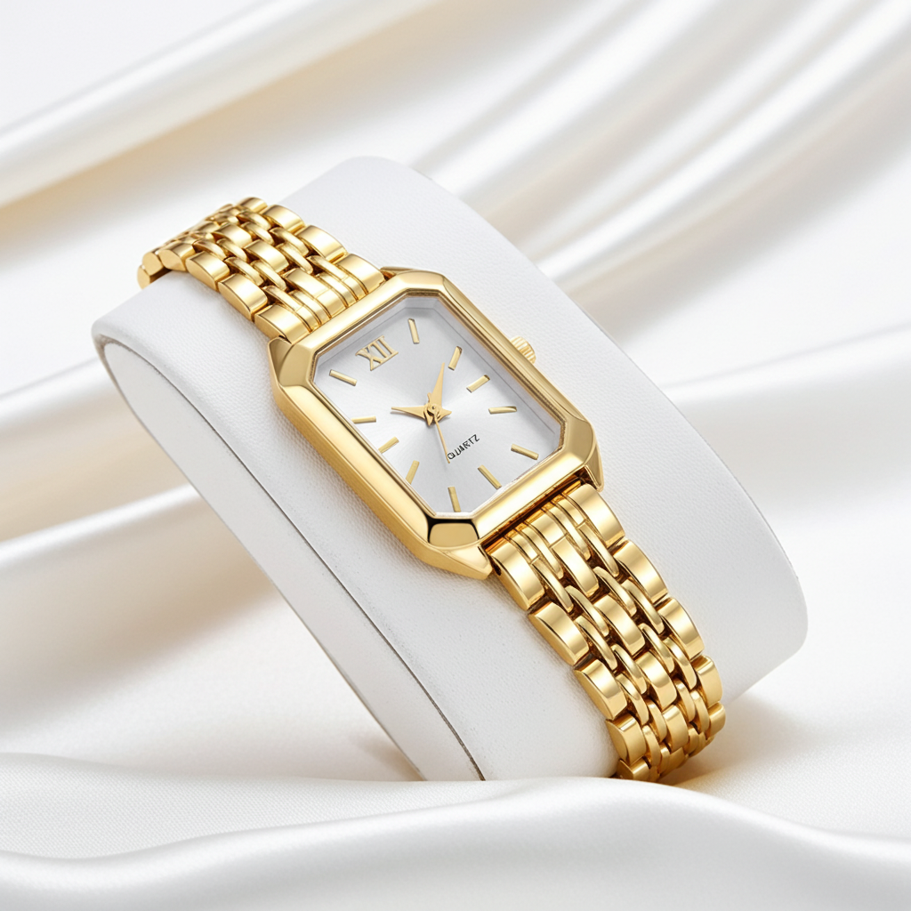 Barlèdome Dames Horloge Goudkleurig - Rechthoekig Quartz Polshorloge 5979