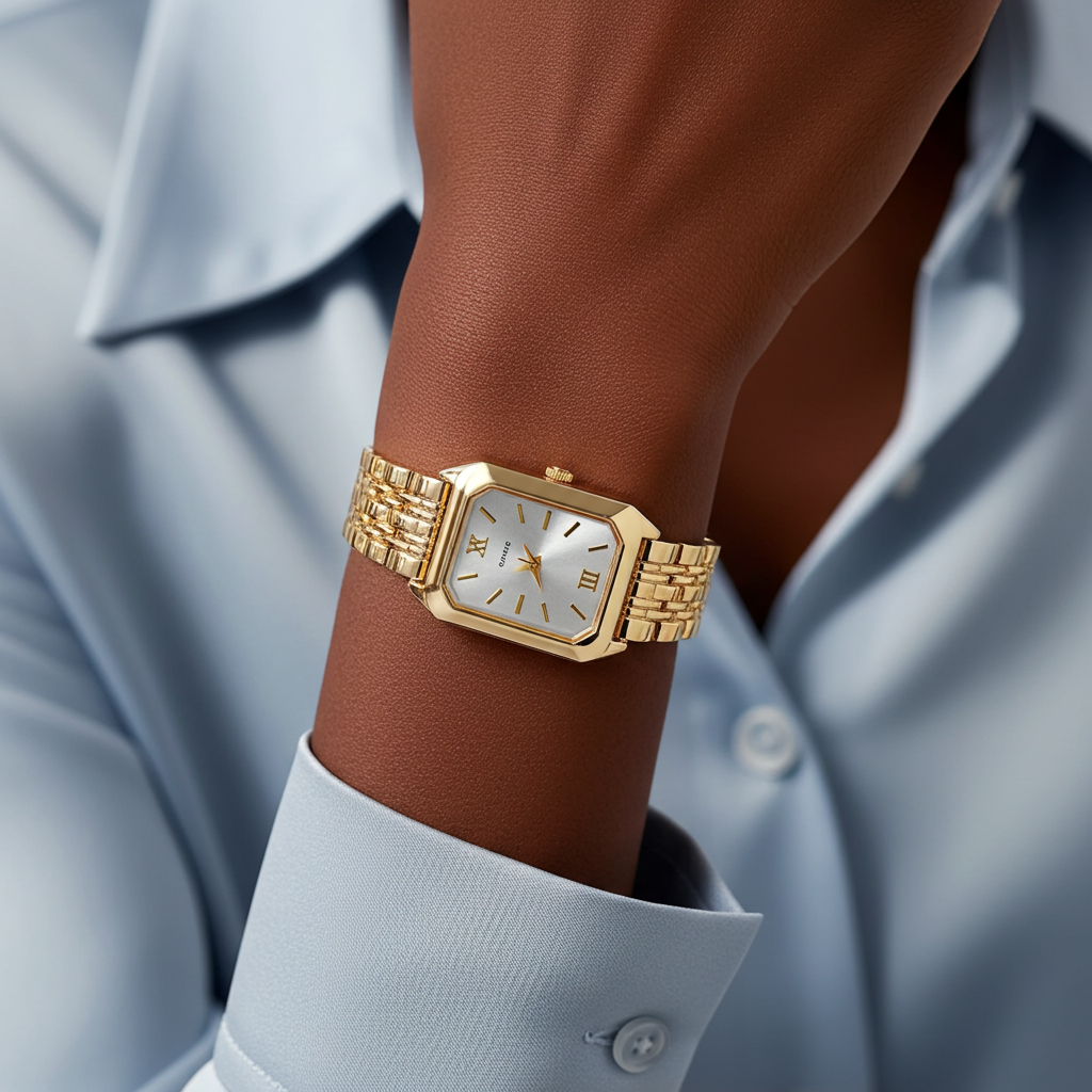 Barlèdome Dames Horloge Goudkleurig - Rechthoekig Quartz Polshorloge 5979