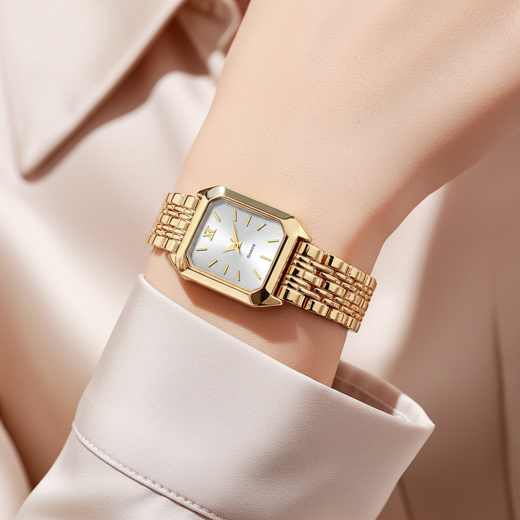 Barlèdome Dames Horloge Goudkleurig - Rechthoekig Quartz Polshorloge 5979