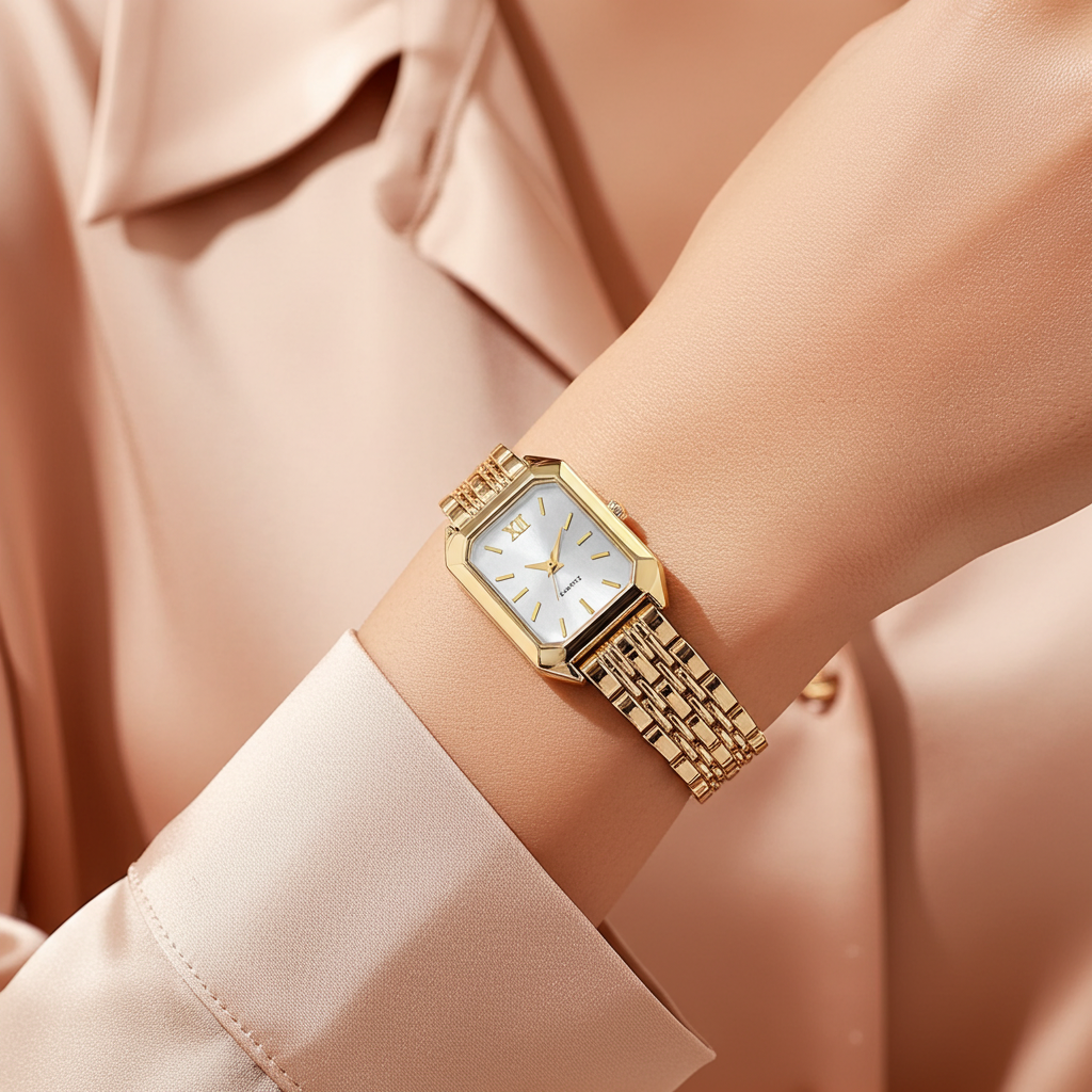 Barlèdome Dames Horloge Goudkleurig - Rechthoekig Quartz Polshorloge 5979