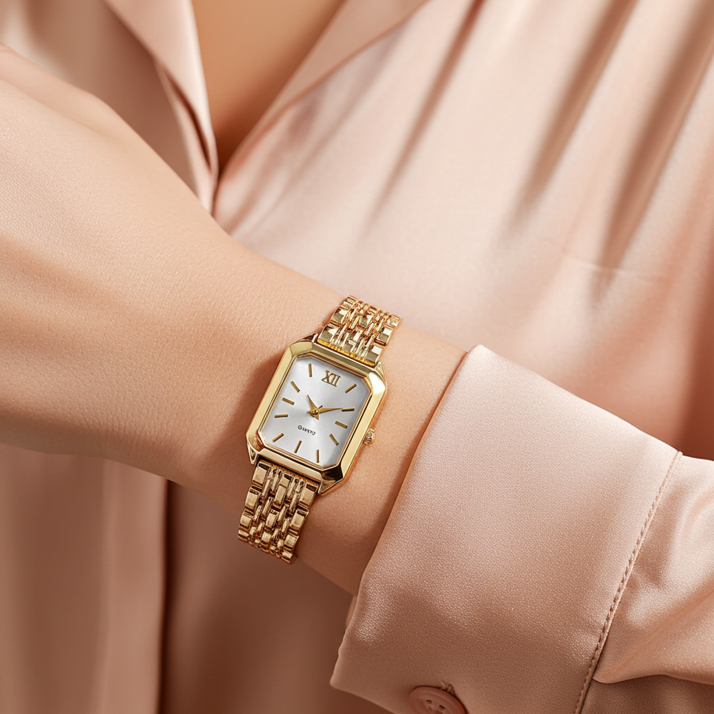 Barlèdome Dames Horloge Goudkleurig - Rechthoekig Quartz Polshorloge 5979