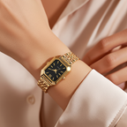 Barlèdome Dames Horloge Goudkleur zwart - Rechthoekig Quartz Polshorloge 5981