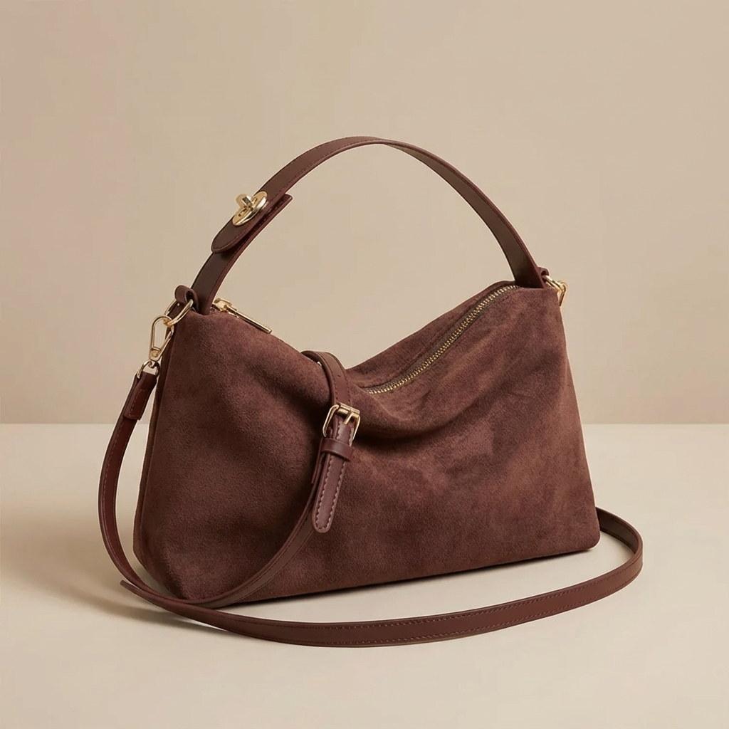 Crossbody Handtas - Imitatiesuède Pillow Schoudertas met Rits