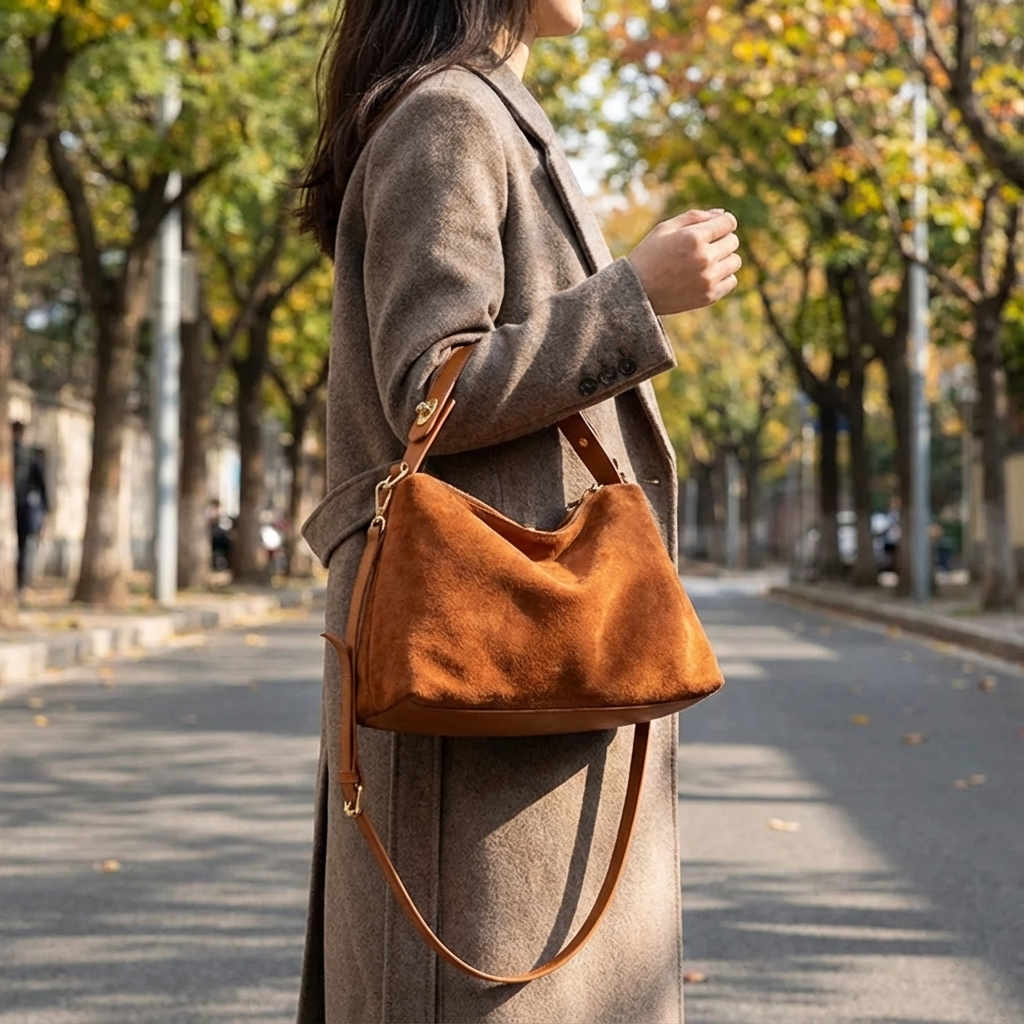 Crossbody Handtas - Imitatiesuède Pillow Schoudertas met Rits