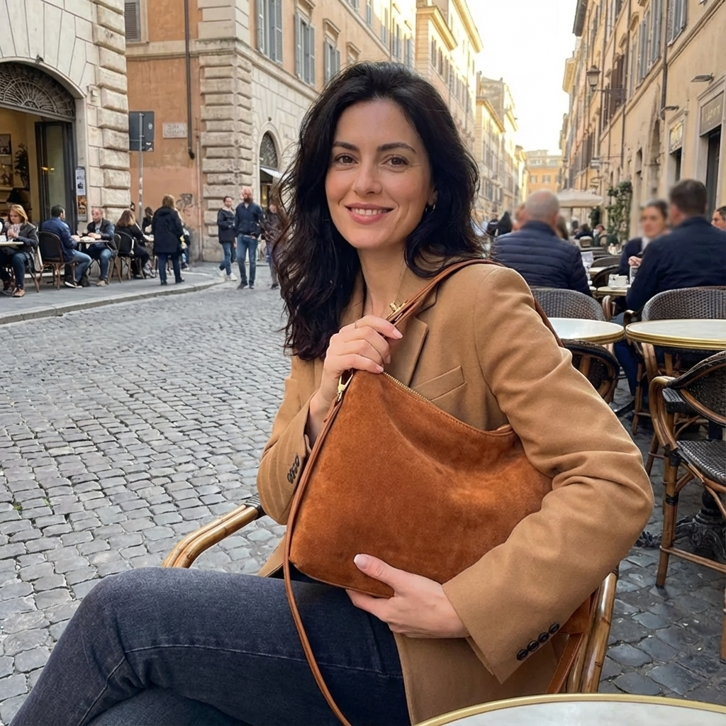 Crossbody Handtas - Imitatiesuède Pillow Schoudertas met Rits