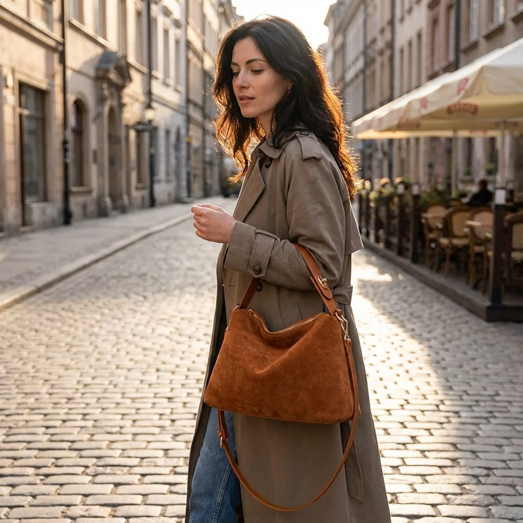 Crossbody Handtas - Imitatiesuède Pillow Schoudertas met Rits